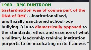 2011: Duntroon bastardisation was/is part of the DNA of RMC